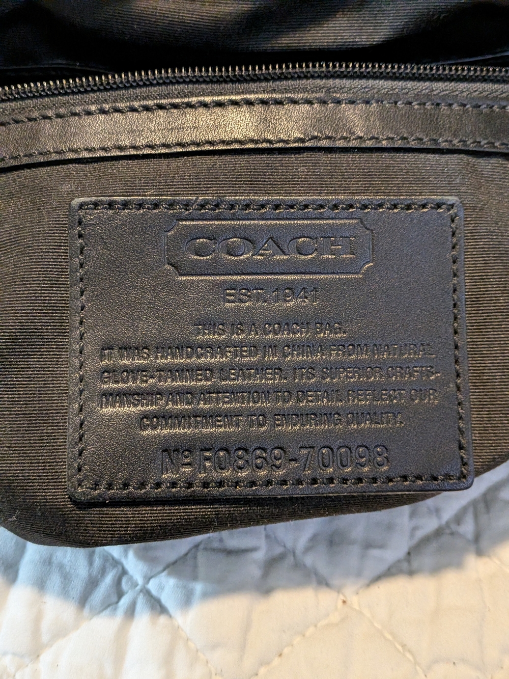 Classic Black Coach F0869-70098 Leather Unisex Briefcase Bag - Picture 8 of 16